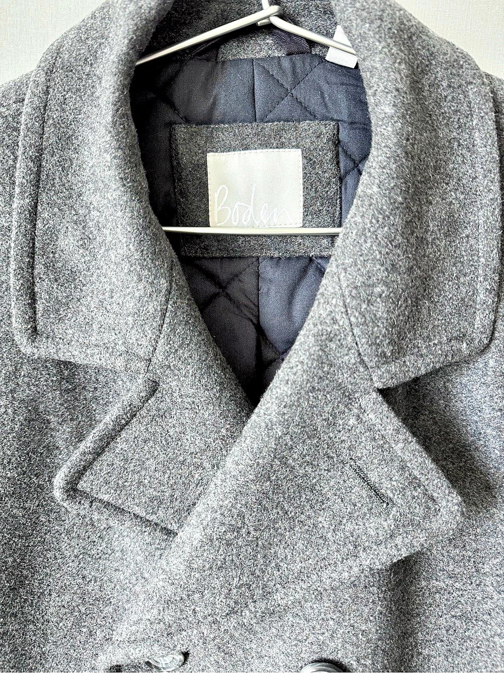 Boden Gray Wool Pea Coat with Quilted Lining - Very Warm - Like New - Picture 5 of 9
